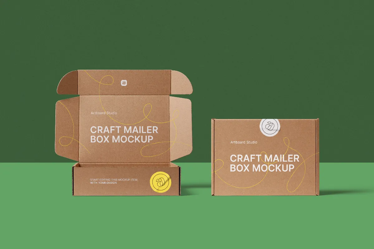 Kraft Mailer Box Mockup Within Prop — Mockup Zone